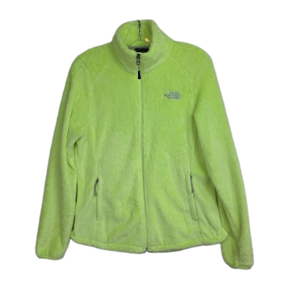The North Face Full-zip Fuzzy Jacket Women's M Bright Yellow Zipped Pockets‎
